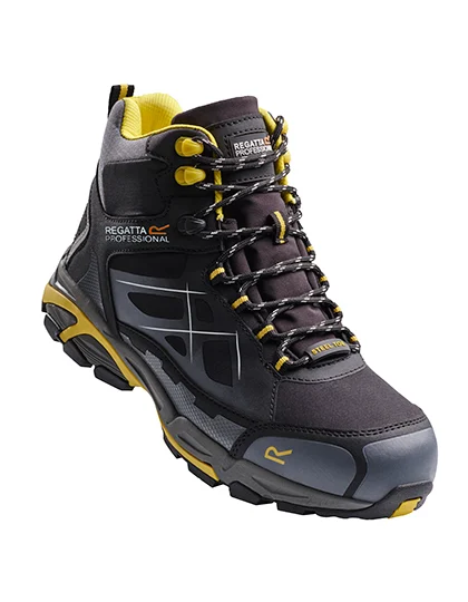 Chaussure de sécurité montante noire et jaune à embout acier